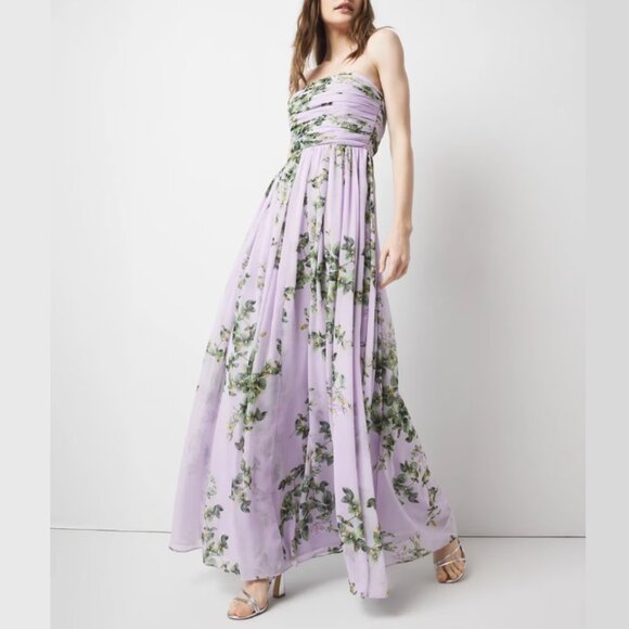 White House Black Market Dresses & Skirts - White House Black Market Lavender Strapless Chiffon Maxi Dress NWT Size 14